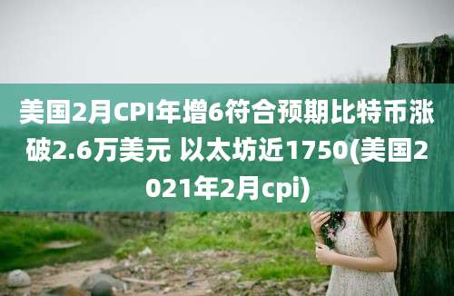 美国2月CPI年增6符合预期比特币涨破2.6万美元 以太坊近1750(美国2021年2月cpi)