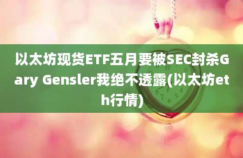 以太坊现货ETF五月要被SEC封杀Gary Gensler我绝不透露(以太坊eth行情)