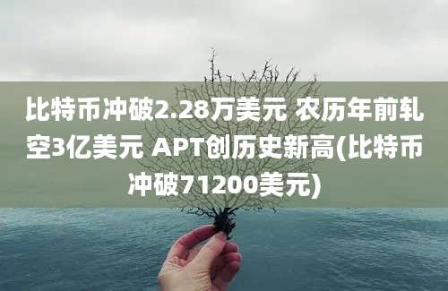 比特币冲破2.28万美元 农历年前轧空3亿美元 APT创历史新高(比特币冲破71200美元)