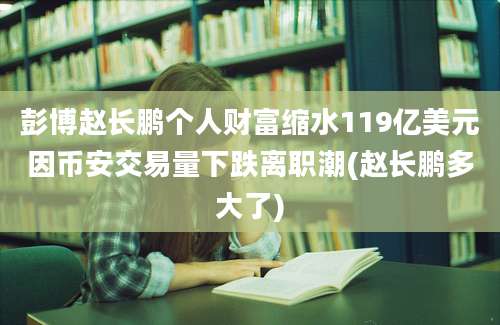 彭博赵长鹏个人财富缩水119亿美元因币安交易量下跌离职潮(赵长鹏多大了)