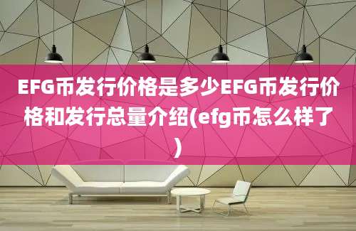 EFG币发行价格是多少EFG币发行价格和发行总量介绍(efg币怎么样了)