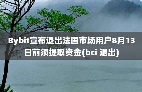 Bybit宣布退出法国市场用户8月13日前须提取资金(bci 退出)