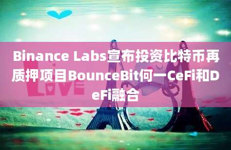 Binance Labs宣布投资比特币再质押项目BounceBit何一CeFi和DeFi融合