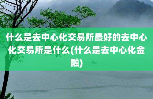 什么是去中心化交易所最好的去中心化交易所是什么(什么是去中心化金融)