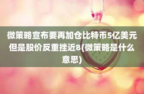 微策略宣布要再加仓比特币5亿美元但是股价反重挫近8(微策略是什么意思)