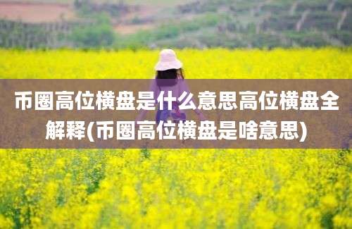 币圈高位横盘是什么意思高位横盘全解释(币圈高位横盘是啥意思)