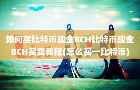 如何买比特币现金BCH比特币现金BCH买卖教程(怎么买一比特币)