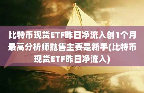 比特币现货ETF昨日净流入创1个月最高分析师抛售主要是新手(比特币现货ETF昨日净流入)