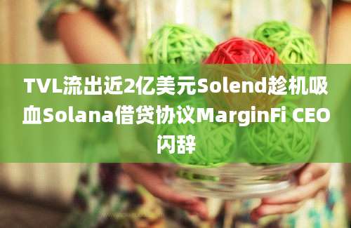 TVL流出近2亿美元Solend趁机吸血Solana借贷协议MarginFi CEO闪辞