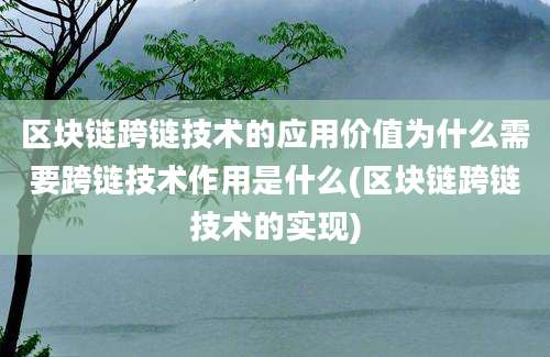 区块链跨链技术的应用价值为什么需要跨链技术作用是什么(区块链跨链技术的实现)