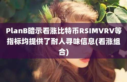 PlanB暗示看涨比特币RSIMVRV等指标均提供了耐人寻味信息(看涨组合)