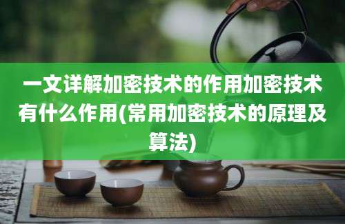 一文详解加密技术的作用加密技术有什么作用(常用加密技术的原理及算法)