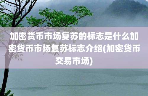 加密货币市场复苏的标志是什么加密货币市场复苏标志介绍(加密货币交易市场)