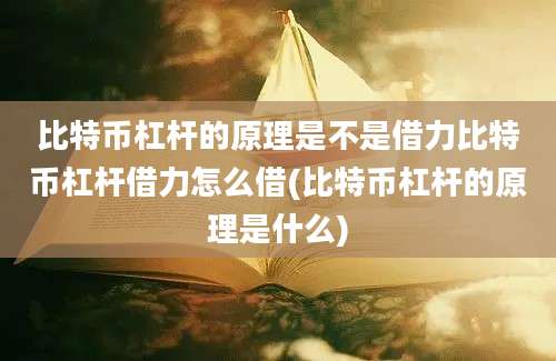 比特币杠杆的原理是不是借力比特币杠杆借力怎么借(比特币杠杆的原理是什么)