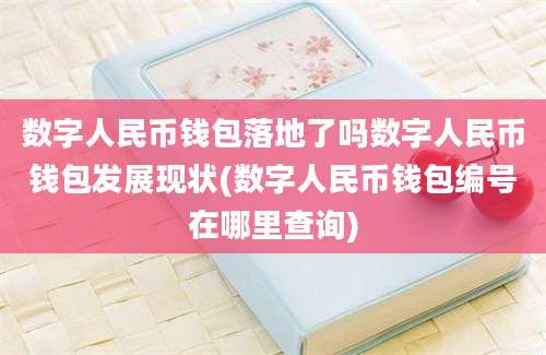 数字人民币钱包落地了吗数字人民币钱包发展现状(数字人民币钱包编号在哪里查询)