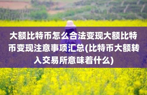 大额比特币怎么合法变现大额比特币变现注意事项汇总(比特币大额转入交易所意味着什么)