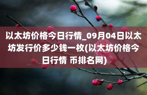 以太坊价格今日行情_09月04日以太坊发行价多少钱一枚(以太坊价格今日行情 币排名网)