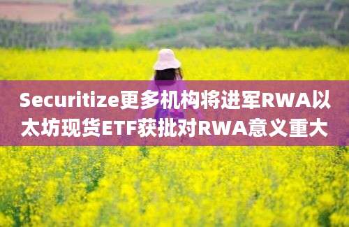 Securitize更多机构将进军RWA以太坊现货ETF获批对RWA意义重大