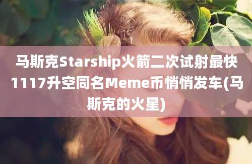 马斯克Starship火箭二次试射最快1117升空同名Meme币悄悄发车(马斯克的火星)