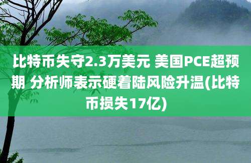 比特币失守2.3万美元 美国PCE超预期 分析师表示硬着陆风险升温(比特币损失17亿)