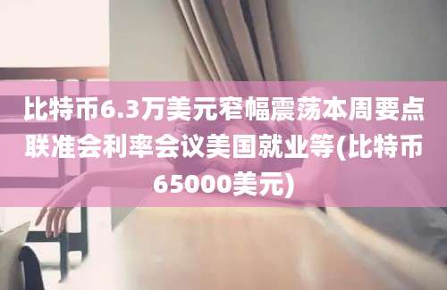 比特币6.3万美元窄幅震荡本周要点联准会利率会议美国就业等(比特币65000美元)