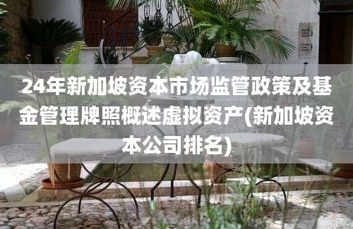 24年新加坡资本市场监管政策及基金管理牌照概述虚拟资产(新加坡资本公司排名)