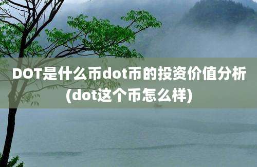 DOT是什么币dot币的投资价值分析(dot这个币怎么样)