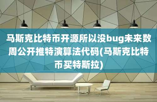 马斯克比特币开源所以没bug未来数周公开推特演算法代码(马斯克比特币买特斯拉)