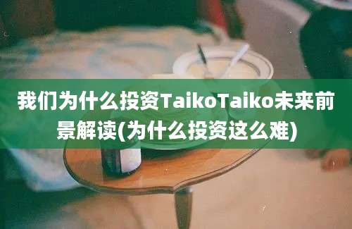 我们为什么投资TaikoTaiko未来前景解读(为什么投资这么难)