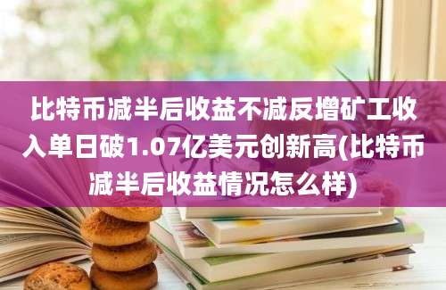 比特币减半后收益不减反增矿工收入单日破1.07亿美元创新高(比特币减半后收益情况怎么样)