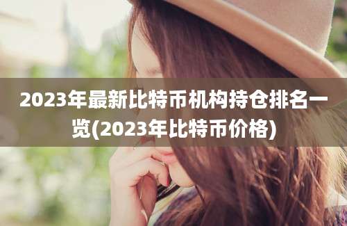 2023年最新比特币机构持仓排名一览(2023年比特币价格)