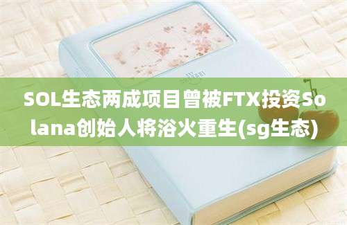 SOL生态两成项目曾被FTX投资Solana创始人将浴火重生(sg生态)