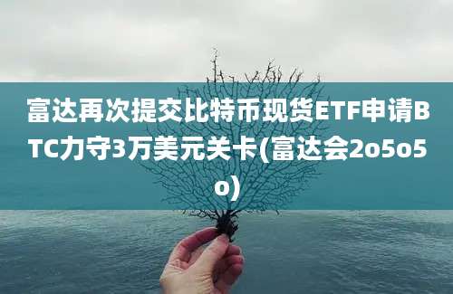 富达再次提交比特币现货ETF申请BTC力守3万美元关卡(富达会2o5o5o)