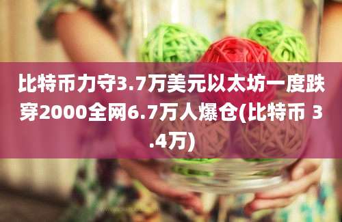 比特币力守3.7万美元以太坊一度跌穿2000全网6.7万人爆仓(比特币 3.4万)