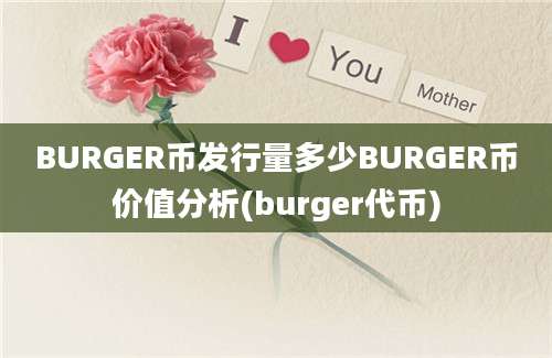 BURGER币发行量多少BURGER币价值分析(burger代币)