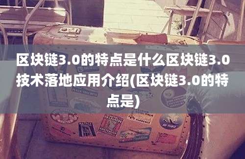 区块链3.0的特点是什么区块链3.0技术落地应用介绍(区块链3.0的特点是)