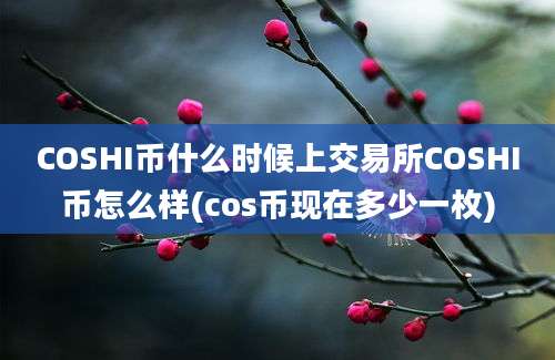 COSHI币什么时候上交易所COSHI币怎么样(cos币现在多少一枚)