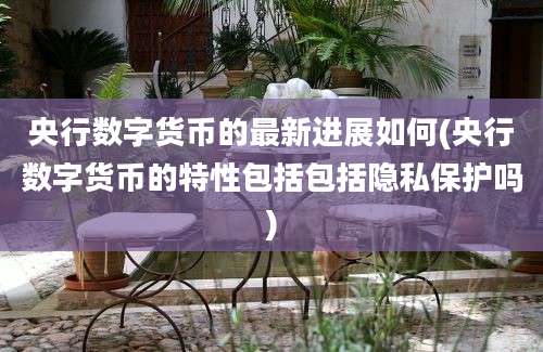 央行数字货币的最新进展如何(央行数字货币的特性包括包括隐私保护吗)