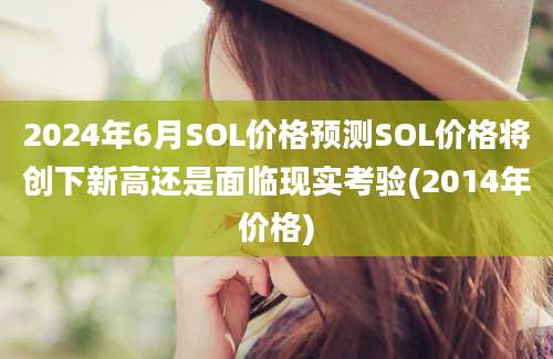 2024年6月SOL价格预测SOL价格将创下新高还是面临现实考验(2014年价格)