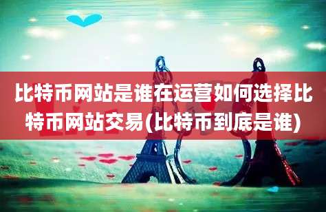 比特币网站是谁在运营如何选择比特币网站交易(比特币到底是谁)