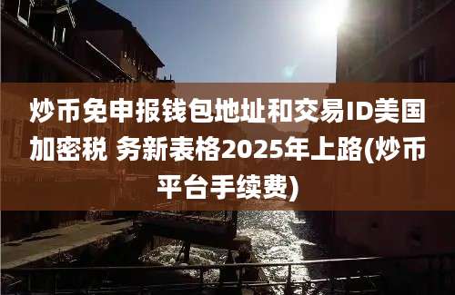 炒币免申报钱包地址和交易ID美国加密税 务新表格2025年上路(炒币平台手续费)