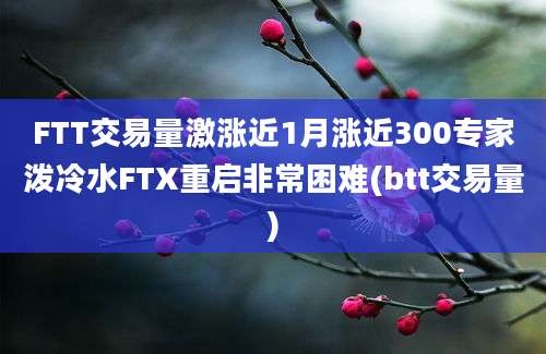 FTT交易量激涨近1月涨近300专家泼冷水FTX重启非常困难(btt交易量)