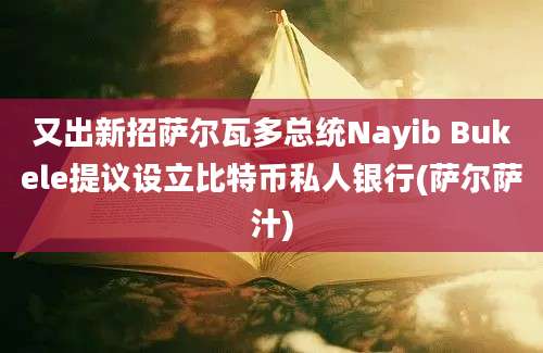 又出新招萨尔瓦多总统Nayib Bukele提议设立比特币私人银行(萨尔萨汁)