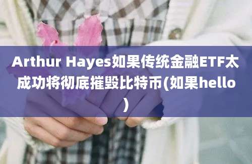 Arthur Hayes如果传统金融ETF太成功将彻底摧毁比特币(如果hello)