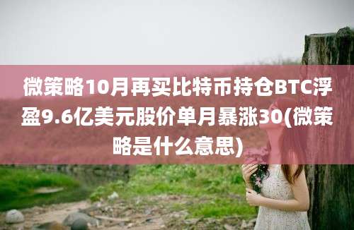 微策略10月再买比特币持仓BTC浮盈9.6亿美元股价单月暴涨30(微策略是什么意思)