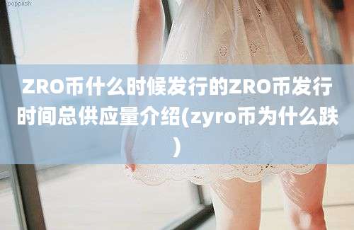 ZRO币什么时候发行的ZRO币发行时间总供应量介绍(zyro币为什么跌)