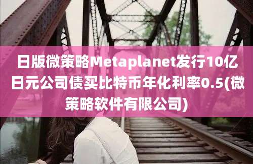 日版微策略Metaplanet发行10亿日元公司债买比特币年化利率0.5(微策略软件有限公司)