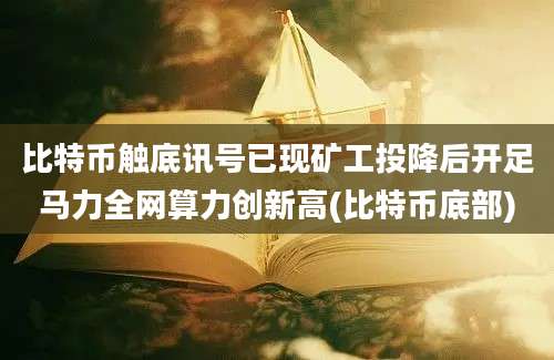 比特币触底讯号已现矿工投降后开足马力全网算力创新高(比特币底部)