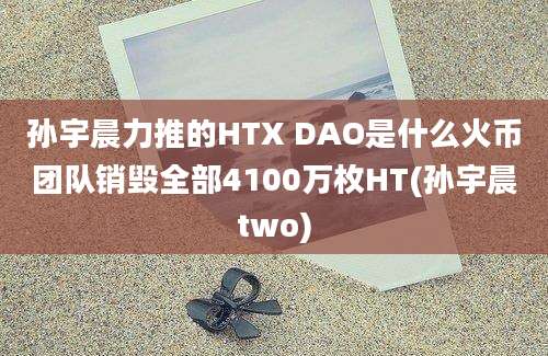 孙宇晨力推的HTX DAO是什么火币团队销毁全部4100万枚HT(孙宇晨two)