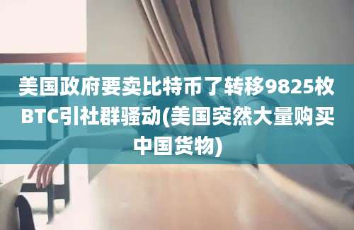 美国政府要卖比特币了转移9825枚BTC引社群骚动(美国突然大量购买中国货物)